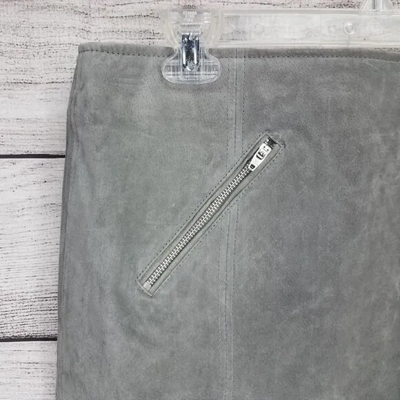 NEW Blank NYC 30 Genuine Leather Suede Mini skirt In Soft Fog Gray