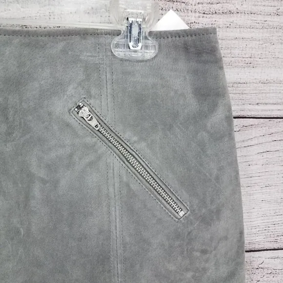 NEW Blank NYC 30 Genuine Leather Suede Mini skirt In Soft Fog Gray