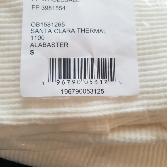 NEW Free People Santa Clara Thermal Long Sleeve top in Alabaster  Size S NWT