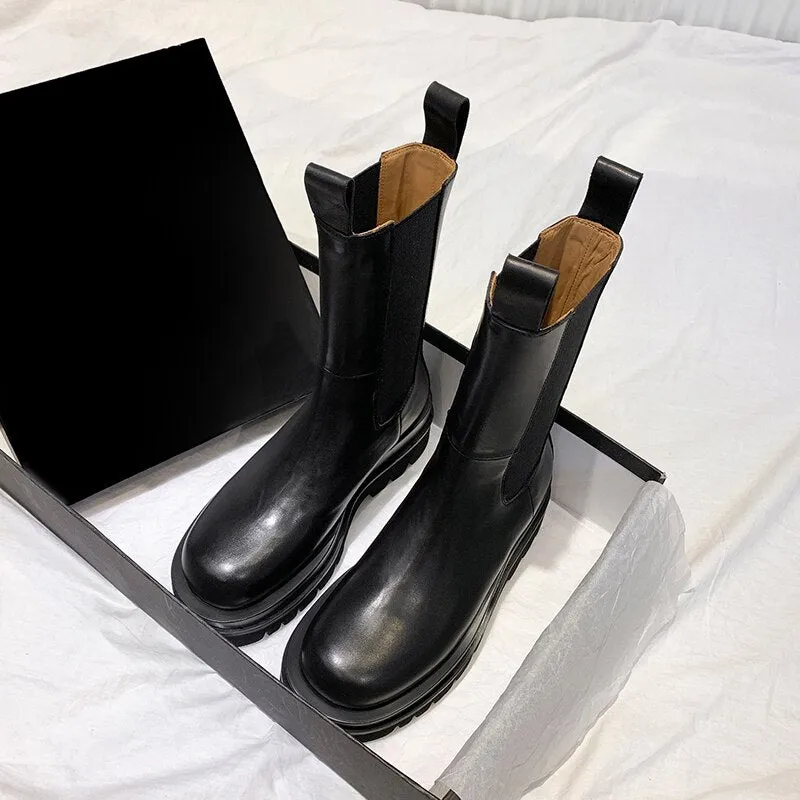 New Winter Boots Ladies Black Boots Chelsea Boots Women Slip on Bota Feminina Platfrom Botas Mujer Short Boots Gladiator Boots