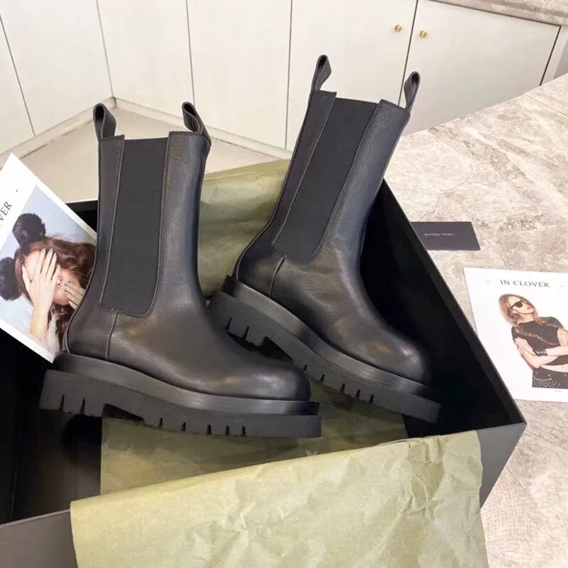 New Winter Boots Ladies Black Boots Chelsea Boots Women Slip on Bota Feminina Platfrom Botas Mujer Short Boots Gladiator Boots