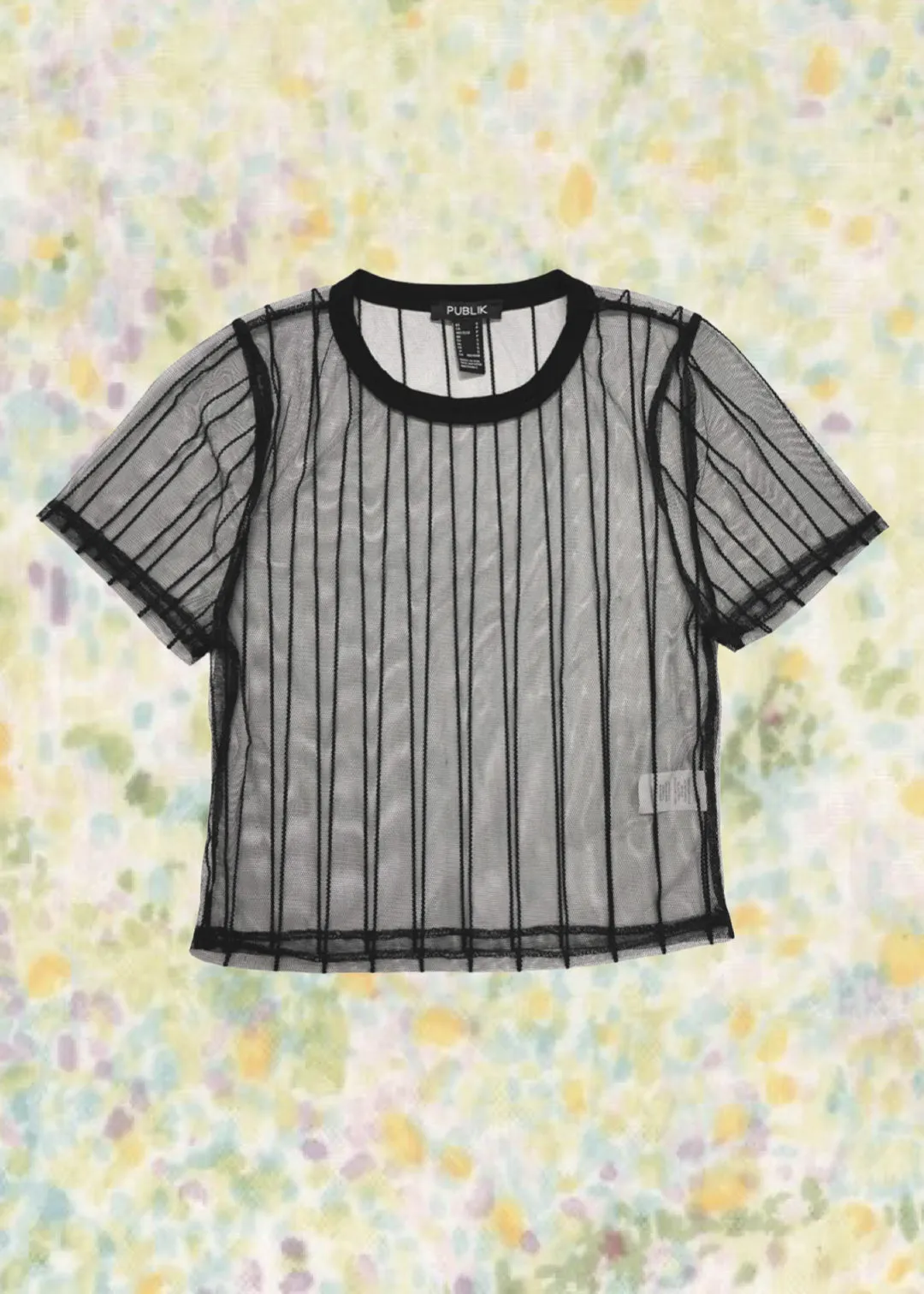 Noa Paneled Mesh Crop Top - Black