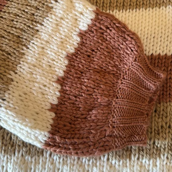 NWT BIBI Women's Striped Brown, Cream, and Tan Sweater Size Small