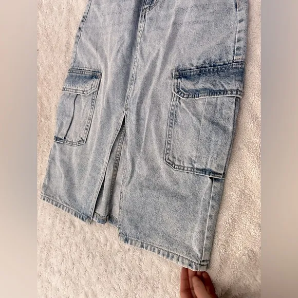 NWT- Calvin Klein Jeans Denim High-Rise Cargo Midi Skirt