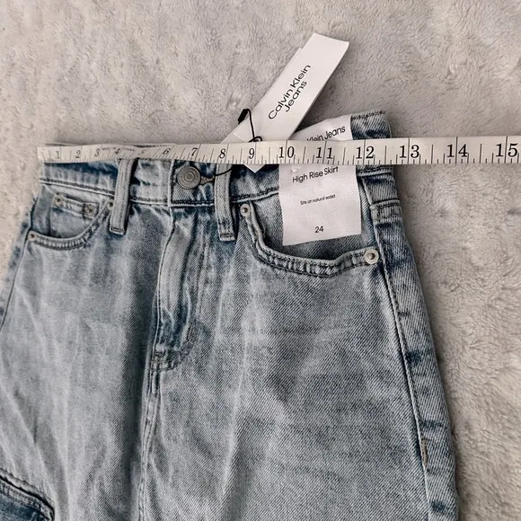 NWT- Calvin Klein Jeans Denim High-Rise Cargo Midi Skirt