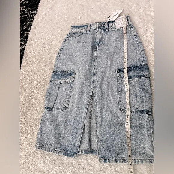 NWT- Calvin Klein Jeans Denim High-Rise Cargo Midi Skirt