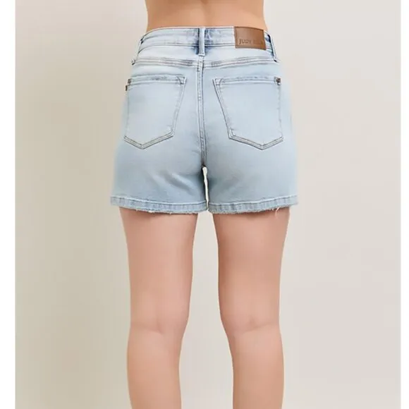NWT Judy Blue &quot;Rigid Magic&quot; Tummy Control Denim Shorts, High Waist, Light Wash