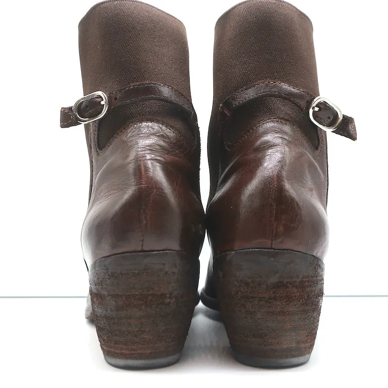 Officine Creative Chelsea Boots Brown Leather Size 38 Mid-Heel Ankle Boots