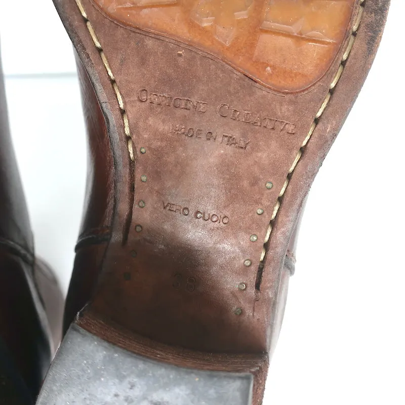 Officine Creative Chelsea Boots Brown Leather Size 38 Mid-Heel Ankle Boots