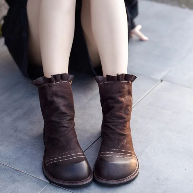 Original Retro Handmade Flat Sole Women Boots