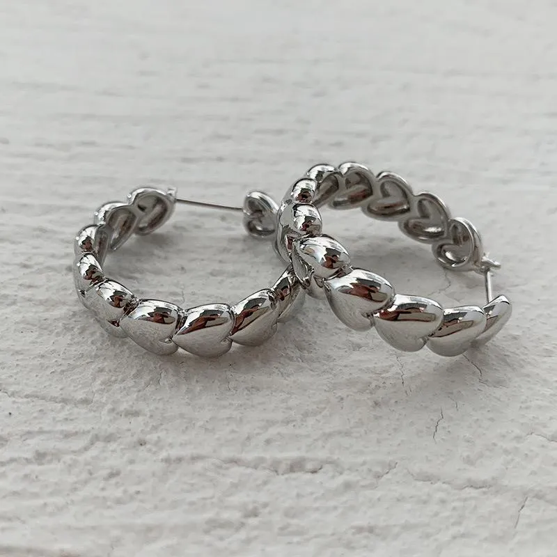 Oufer High Polish Heart Hoop Earring For Woman Gift For Her