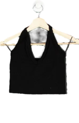 Out From Under Black Ribbed Crop Top UK S