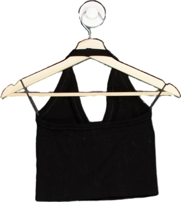 Out From Under Black Ribbed Crop Top UK S