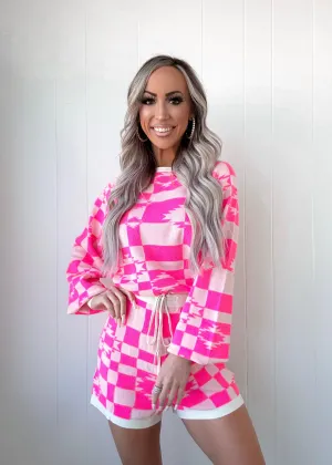 Out Of Sight Lounge Set - Neon Pink