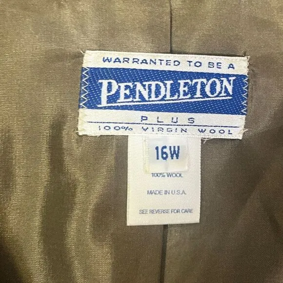 Pendleton Wool Women's Brown Herringbone Skirt Suit Set-‎ Size 16W