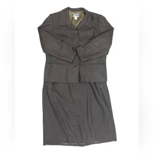 Pendleton Wool Women's Brown Herringbone Skirt Suit Set-‎ Size 16W