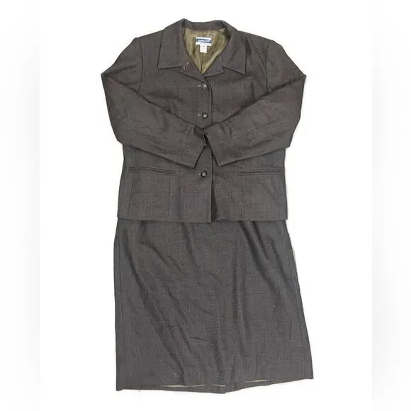 Pendleton Wool Women's Brown Herringbone Skirt Suit Set-‎ Size 16W