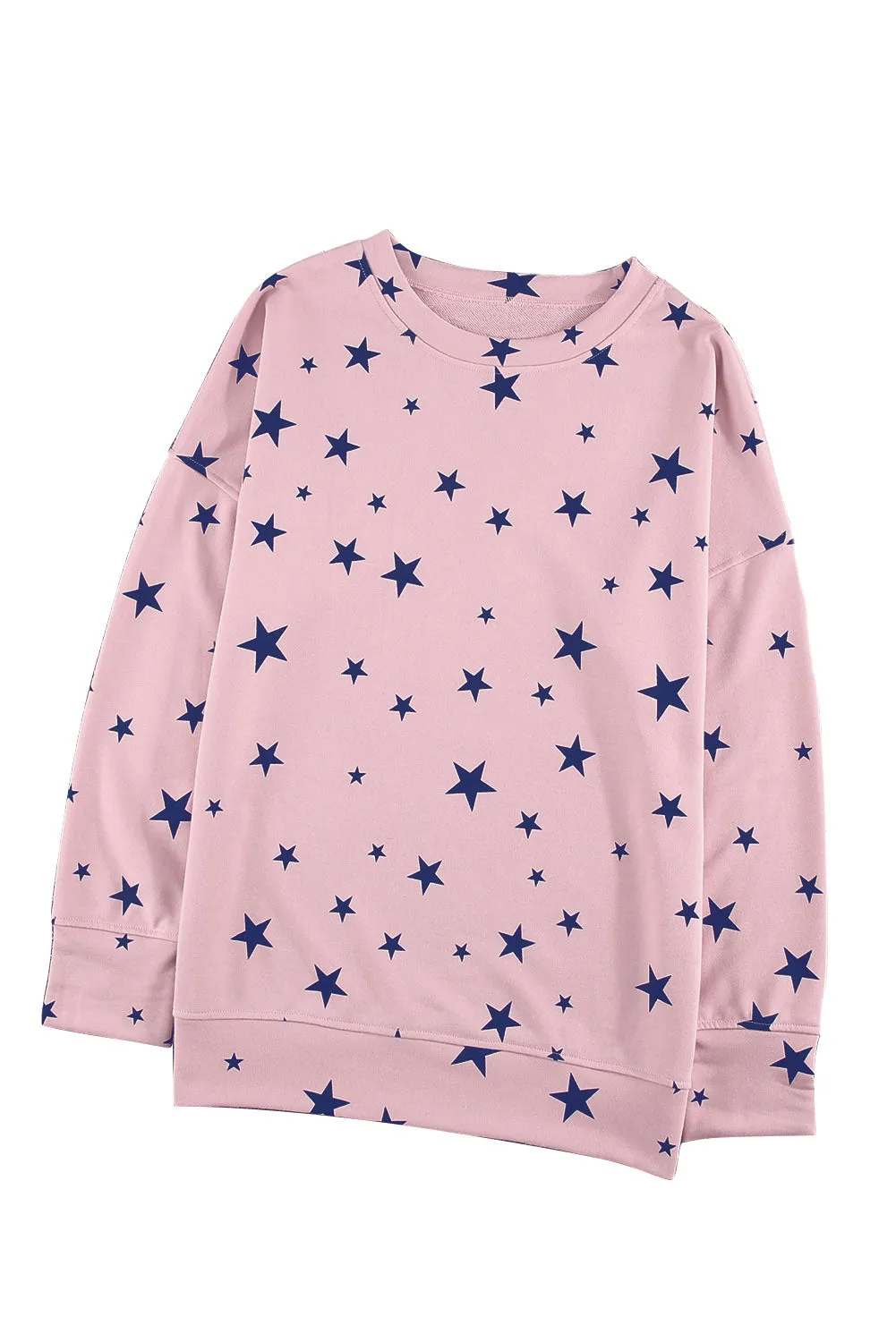 Pink Give A Little Love Crew Neck Star Print Long Sleeve Top