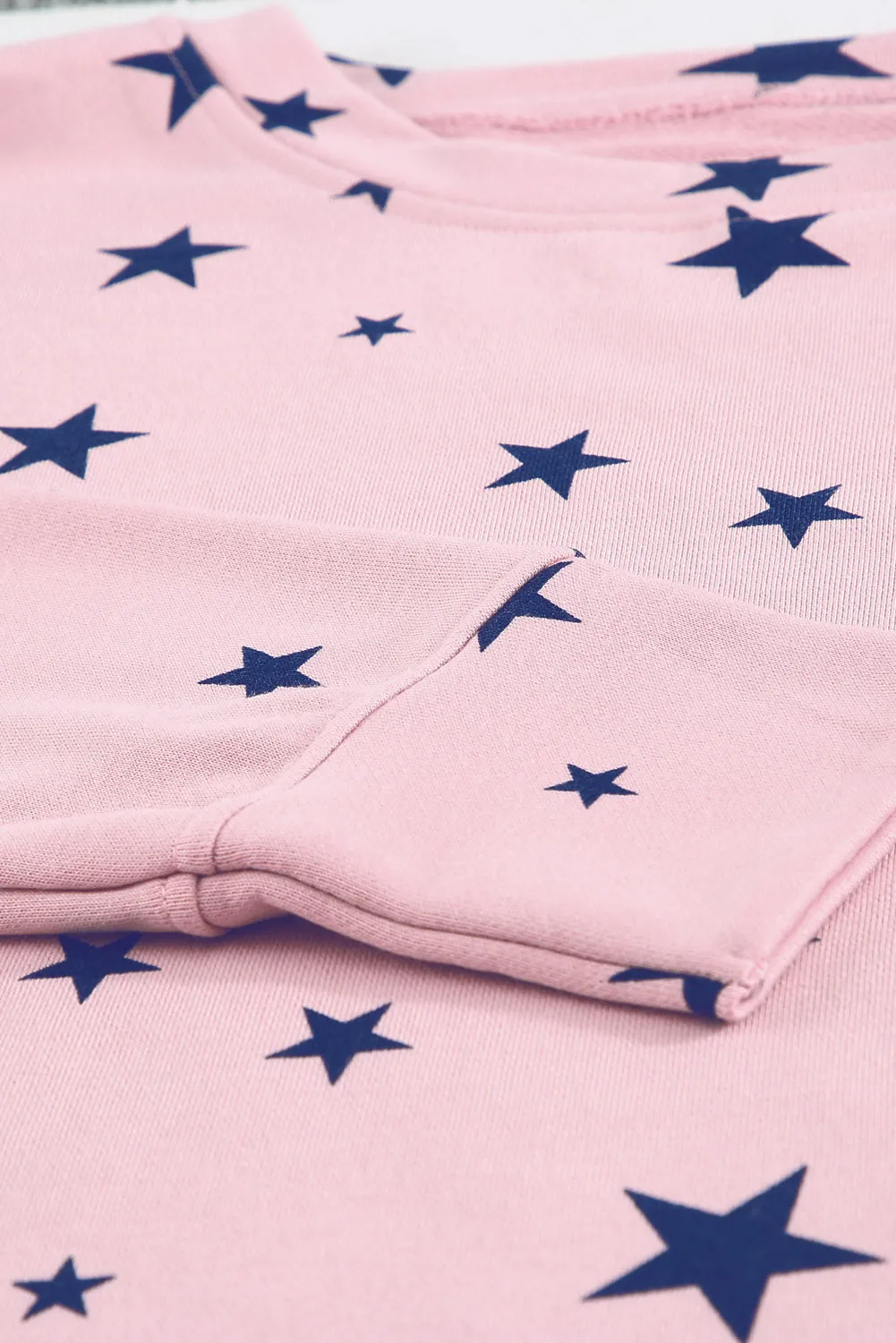 Pink Give A Little Love Crew Neck Star Print Long Sleeve Top