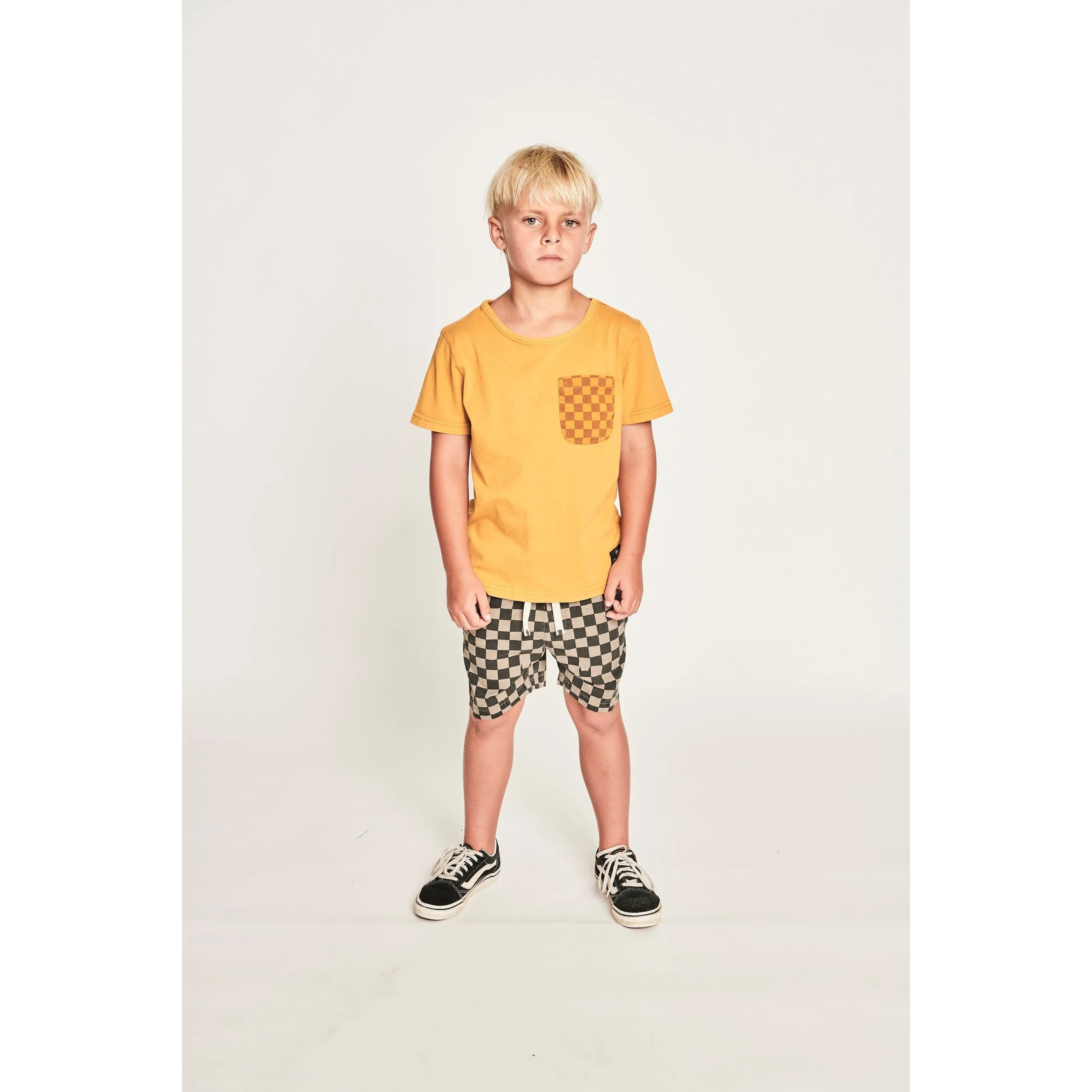 Pkt Check Ss Tee - Mineral Mustard