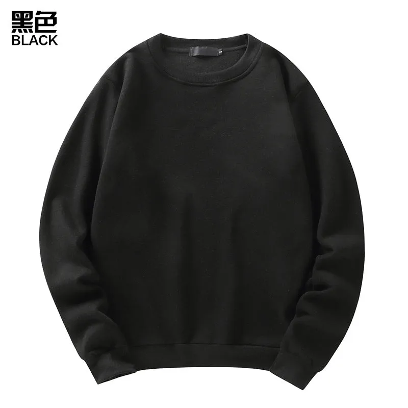 Pure Color Round Neck Long Sleeved Sweatshirt