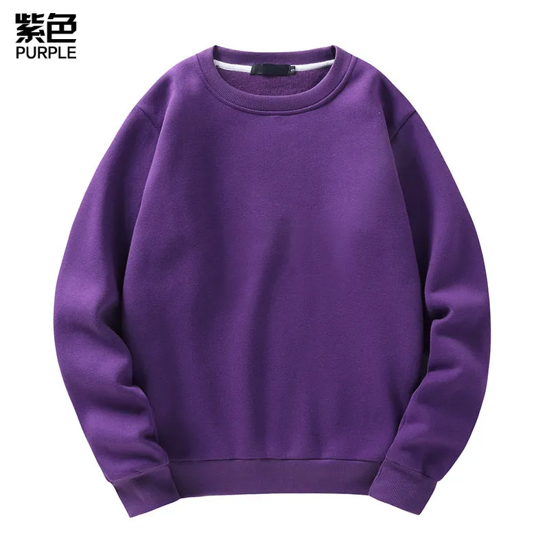 Pure Color Round Neck Long Sleeved Sweatshirt