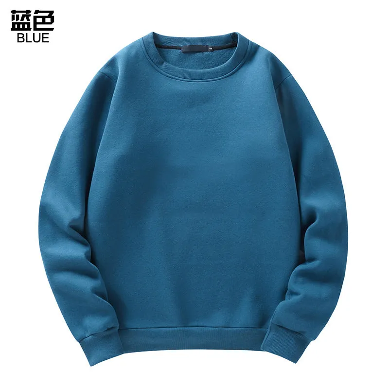 Pure Color Round Neck Long Sleeved Sweatshirt
