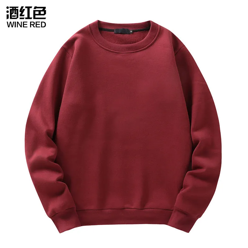 Pure Color Round Neck Long Sleeved Sweatshirt