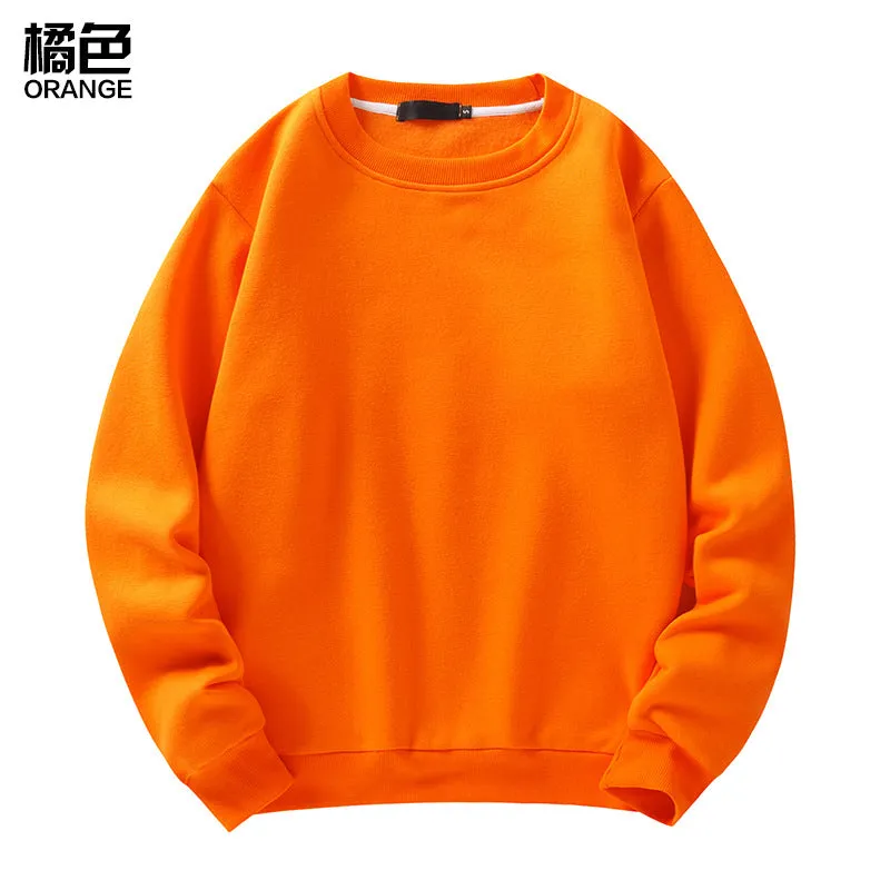 Pure Color Round Neck Long Sleeved Sweatshirt
