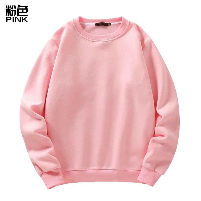 Pure Color Round Neck Long Sleeved Sweatshirt