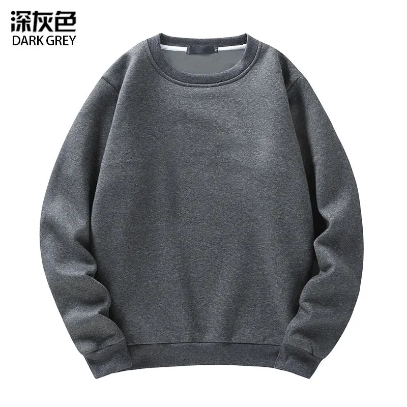 Pure Color Round Neck Long Sleeved Sweatshirt