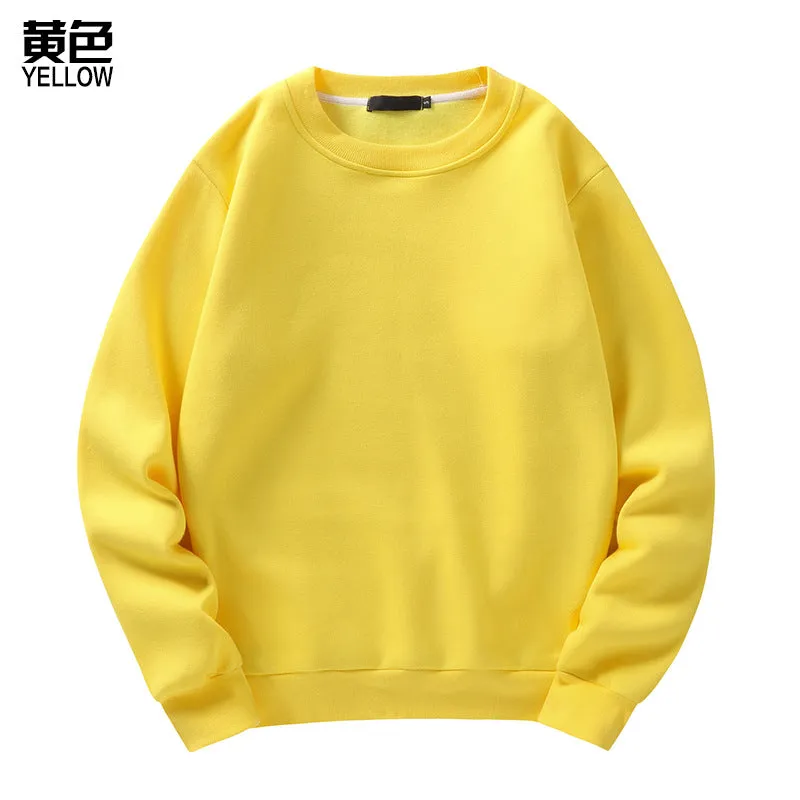 Pure Color Round Neck Long Sleeved Sweatshirt