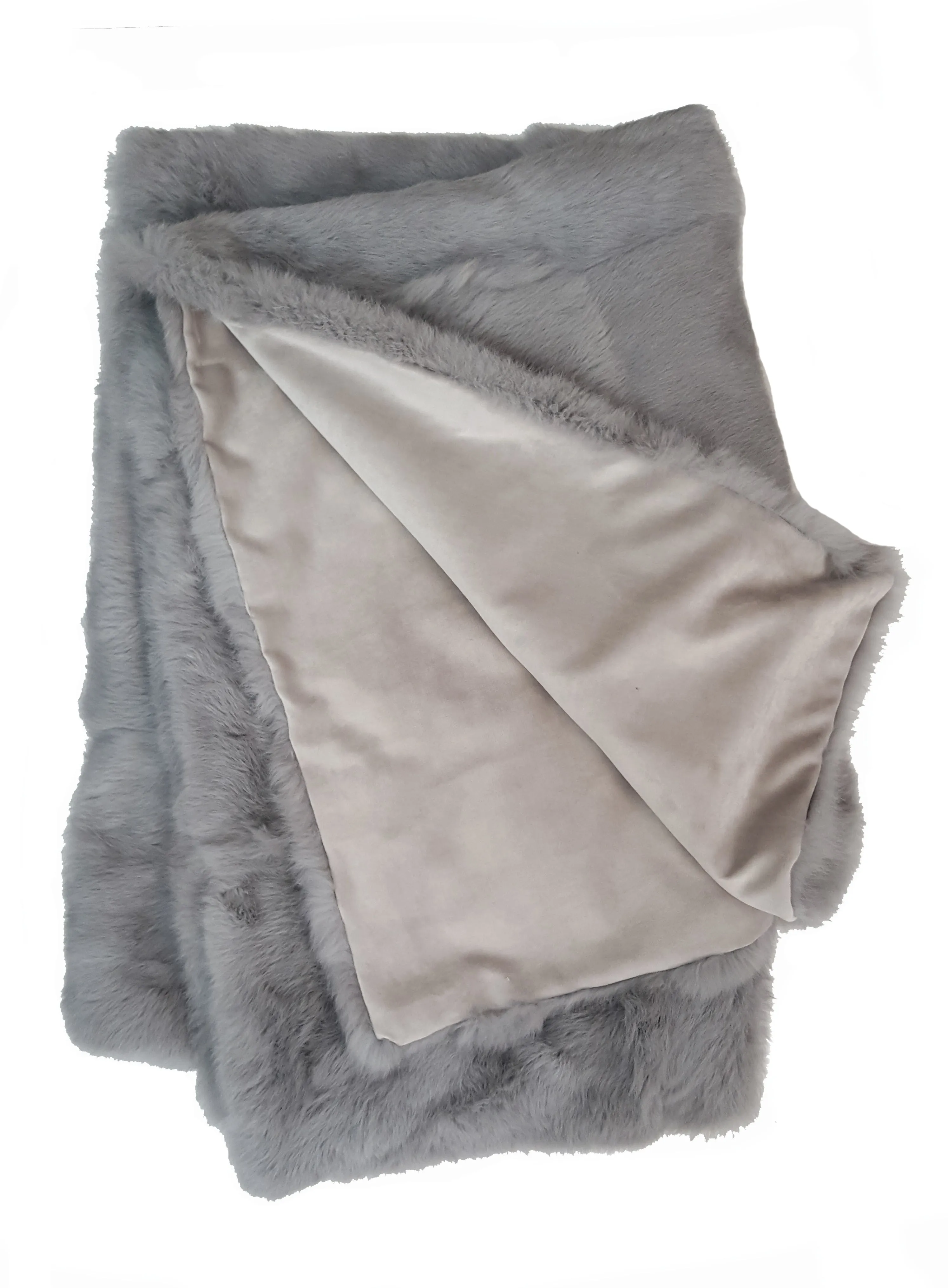 Rabbit Skin Throw - Light Grey