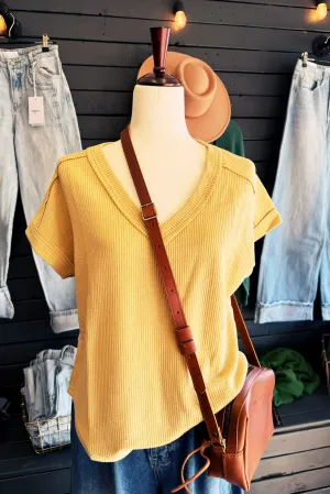 Raw Edge V Neck Top