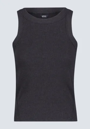 Regine Women's Ribbed Tank Top, Carbon Black - KT0119H