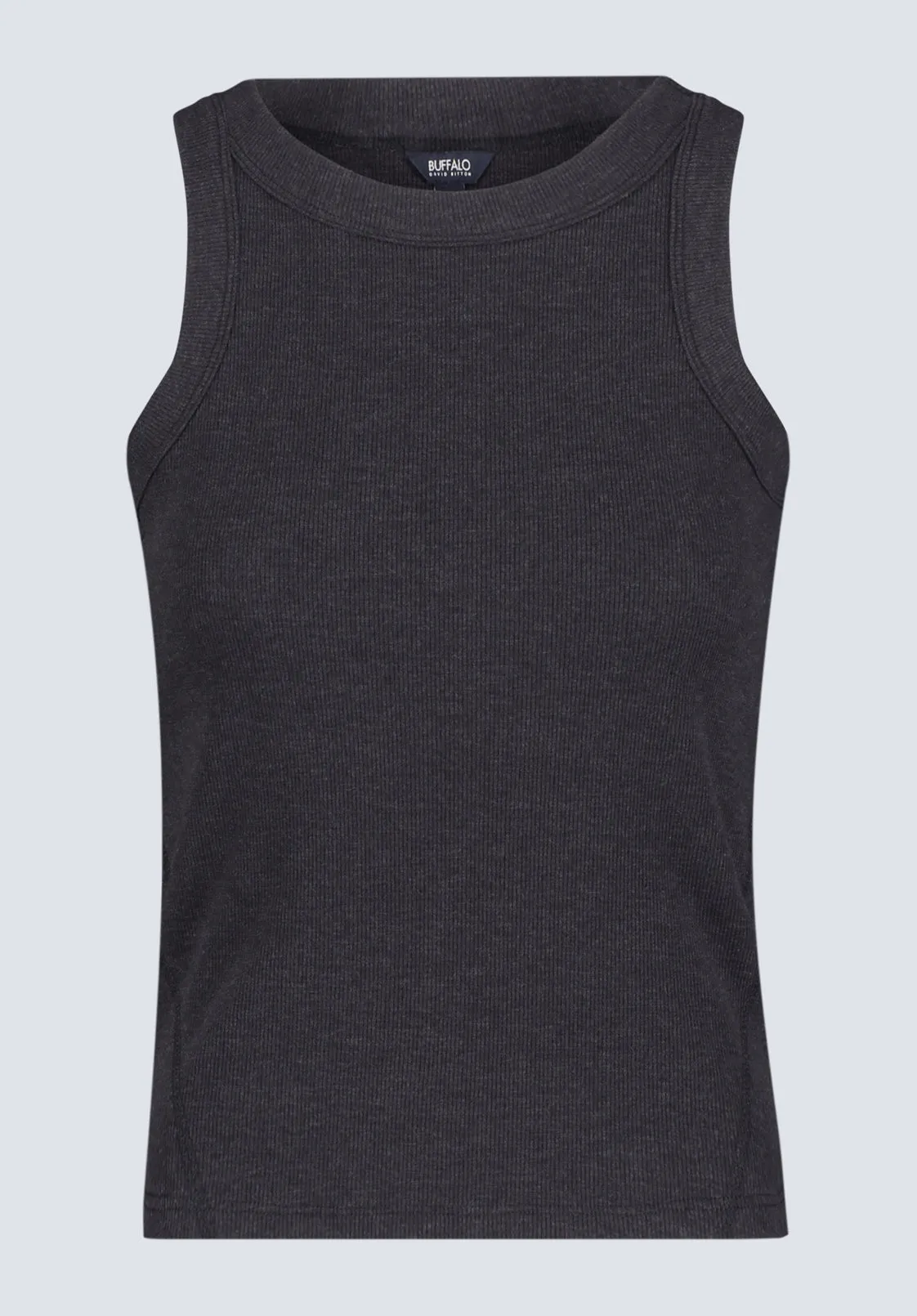 Regine Women's Ribbed Tank Top, Carbon Black - KT0119H
