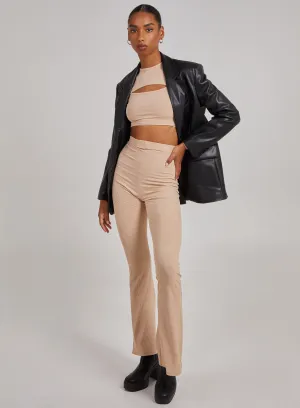 Ribbed Flare Trousers