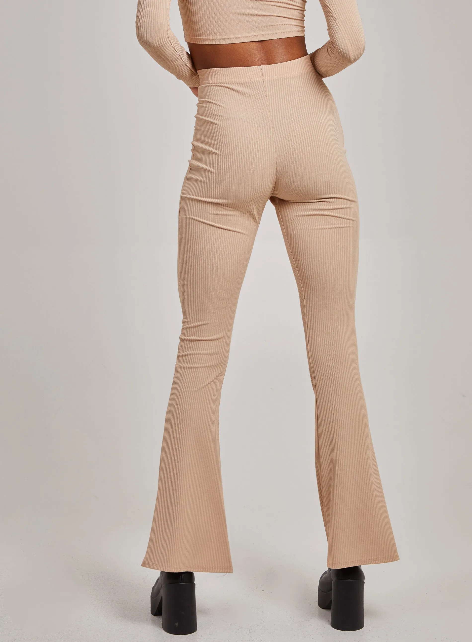 Ribbed Flare Trousers