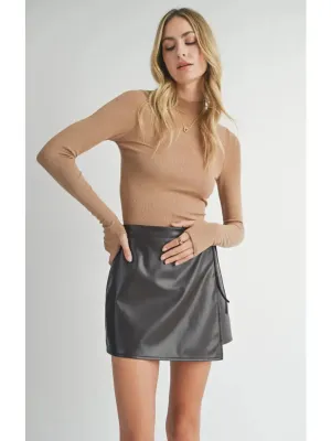 Ronan Taupe Mock Neck Knit Top..