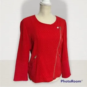Sanctuary Chic Tahiti Red stylish Moto waffle knit Mix Rider zippered jacket