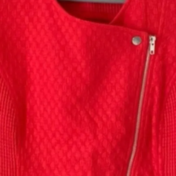 Sanctuary Chic Tahiti Red stylish Moto waffle knit Mix Rider zippered jacket