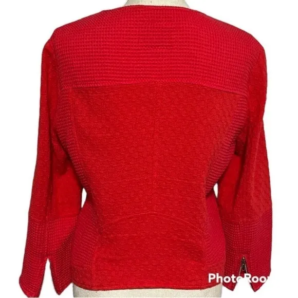 Sanctuary Chic Tahiti Red stylish Moto waffle knit Mix Rider zippered jacket