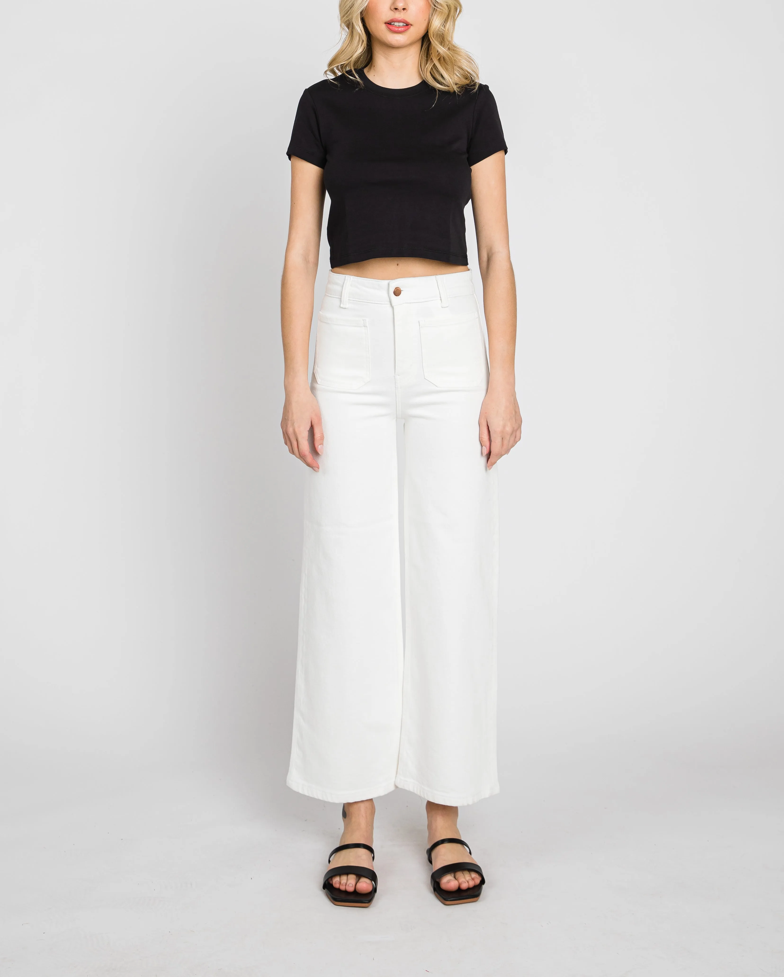 Selena High Waisted Wide Leg Jeans in White