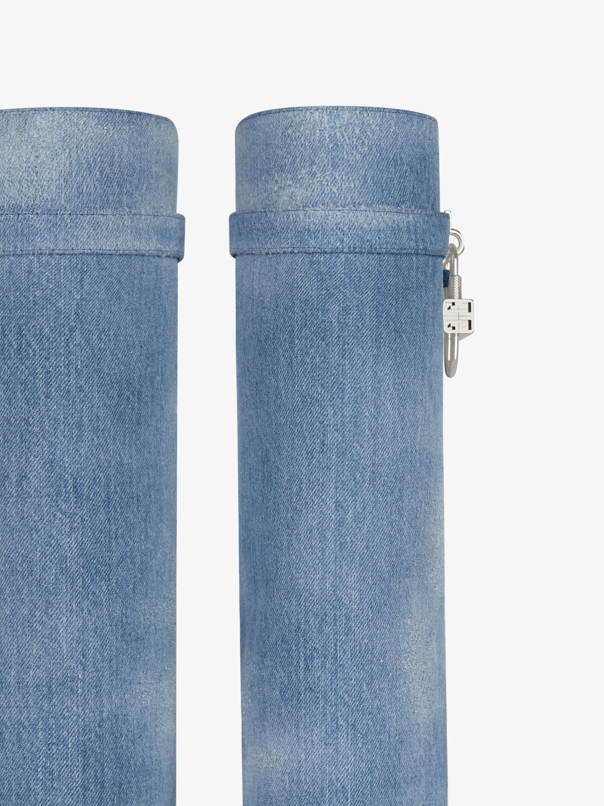 Shark Lock Boots In Washed Denim
