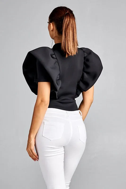 Sheer Puff Sleeve Bodysuit