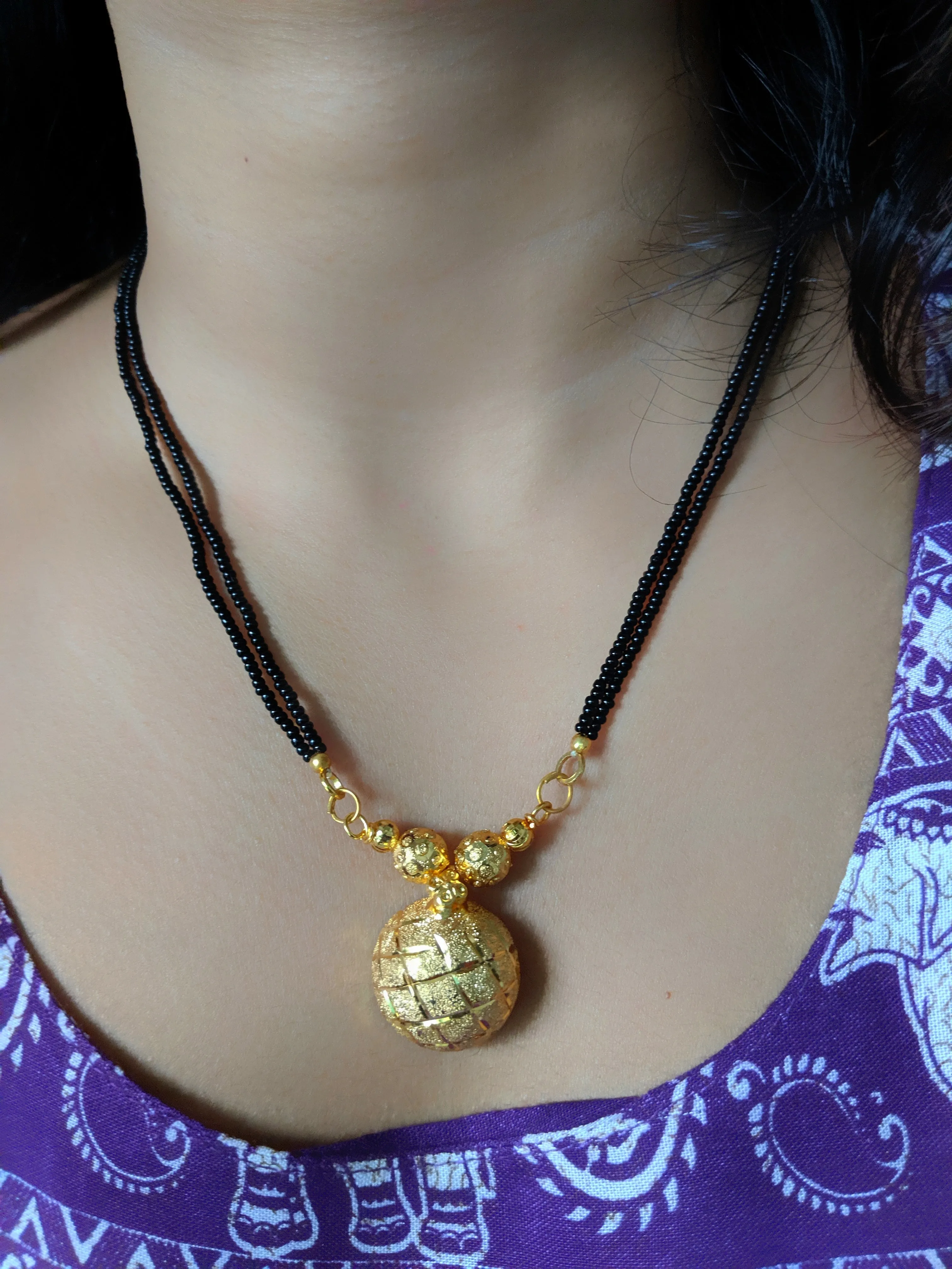 Short Mangalsutra Designs Gold Plated Latest Vati Pendant Traditional Mangalsutra