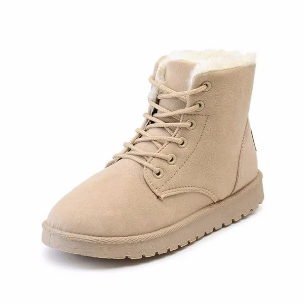 Snow white lace-up ankle boots