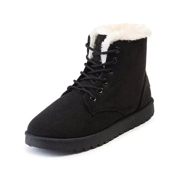 Snow white lace-up ankle boots