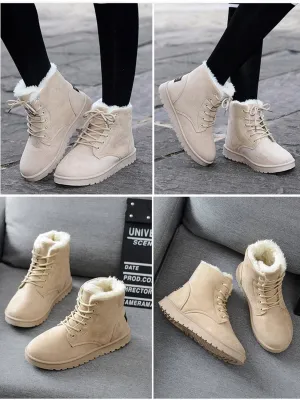 Snow white lace-up ankle boots