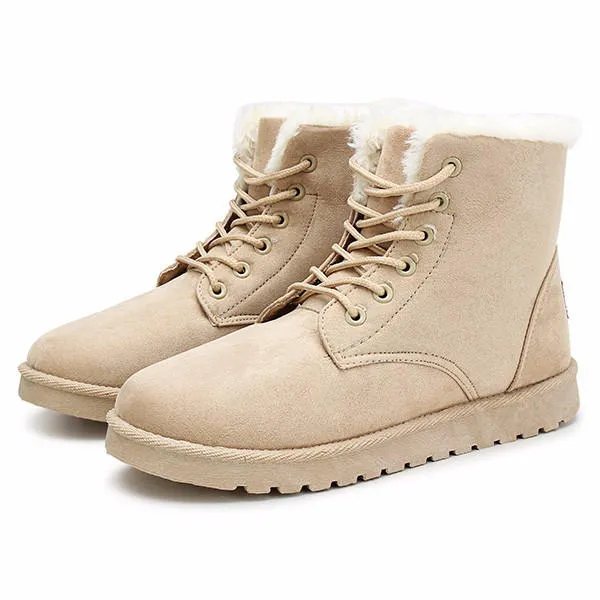 Snow white lace-up ankle boots